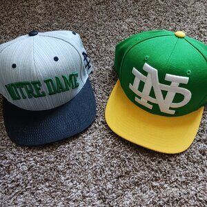 Notre Dame Mitchell & Ness flat bill hat bundle